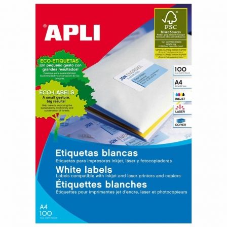 Apli Etiquetas Adhesivas Blancas 48,5x25,4mm 100 Hojas
